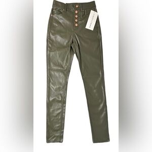 TINSELTOWN High-Rise Exposed Button-Fly Patent Skinny Pants